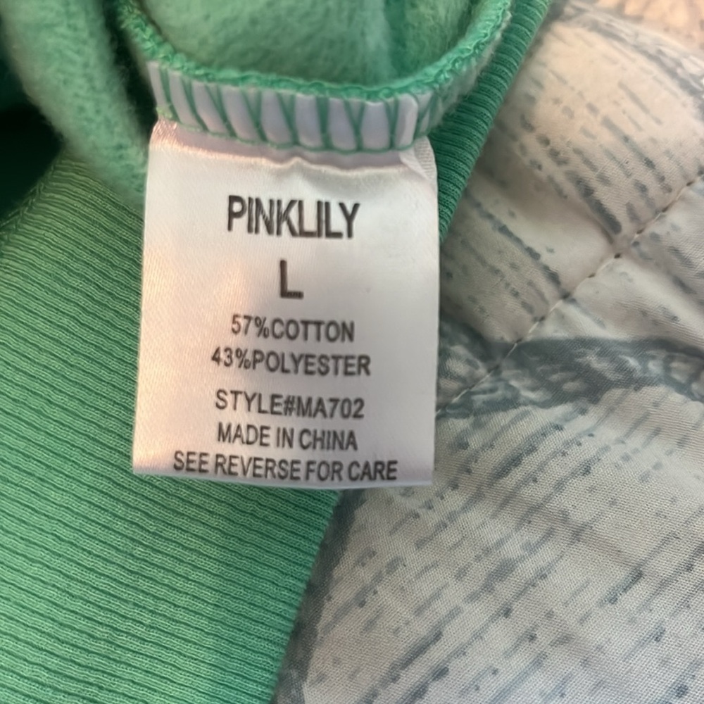 Pink Lily Large More Beach Days Lime Green Pink Graphic Sweatshirt NWOT - Picture 8 of 8